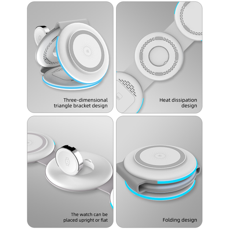 TODO 3 in 1 Wireless Phone Charger 15W Fast Charge Earphone Watch Magnetic Charge