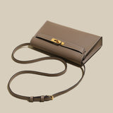 Camille Palm-Grain Calfskin Shoulder Bag - Taupe