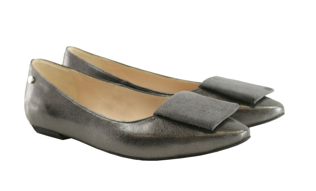 Bosccolo Womens Ballerina Pillow Ferro - Dark Grey Metalic