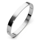 Bullion Gold Serena Solid Flat Hinged Bangle in Silver