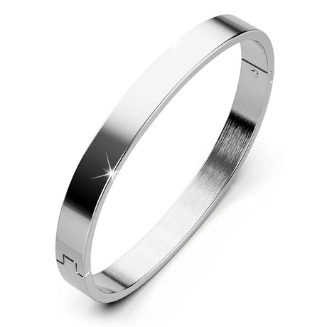 Bullion Gold Serena Solid Flat Hinged Bangle in Silver
