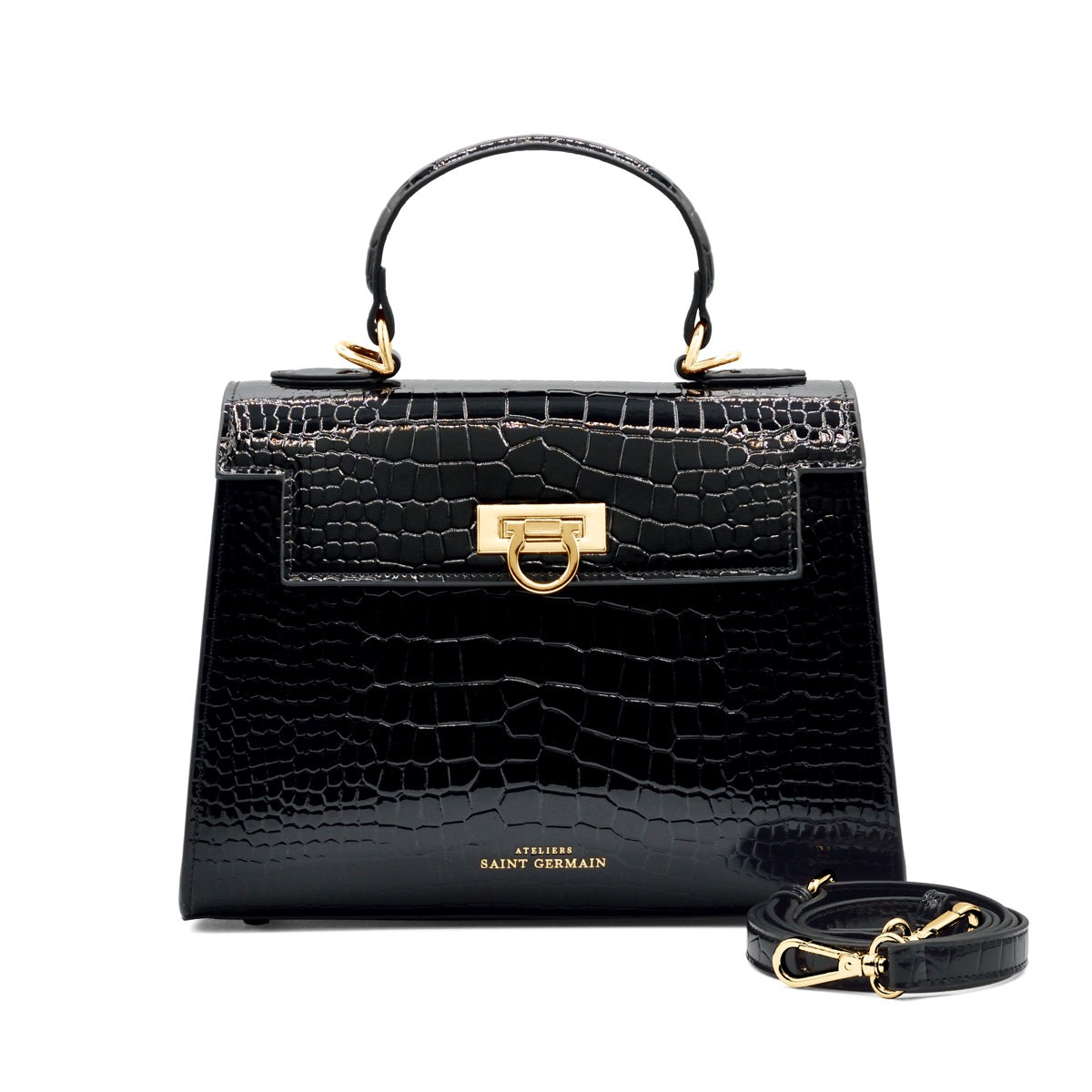 SAC CANNES CROCO NOIR