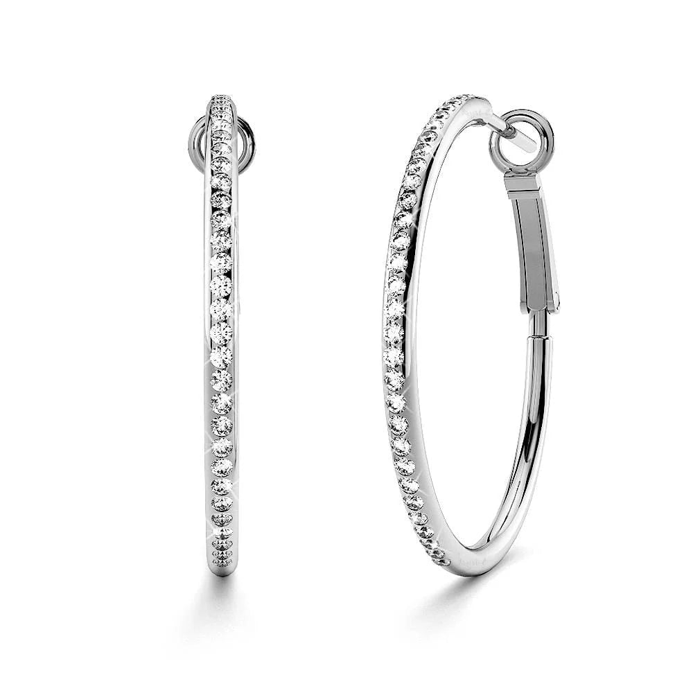 Krystal Couture Endless Hoop Earrings Embellished with SWAROVSKI Crystals in White Gold