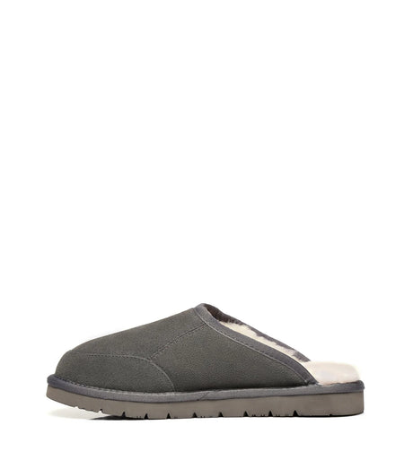 Men Bred Cow Suede Slipper in Grey