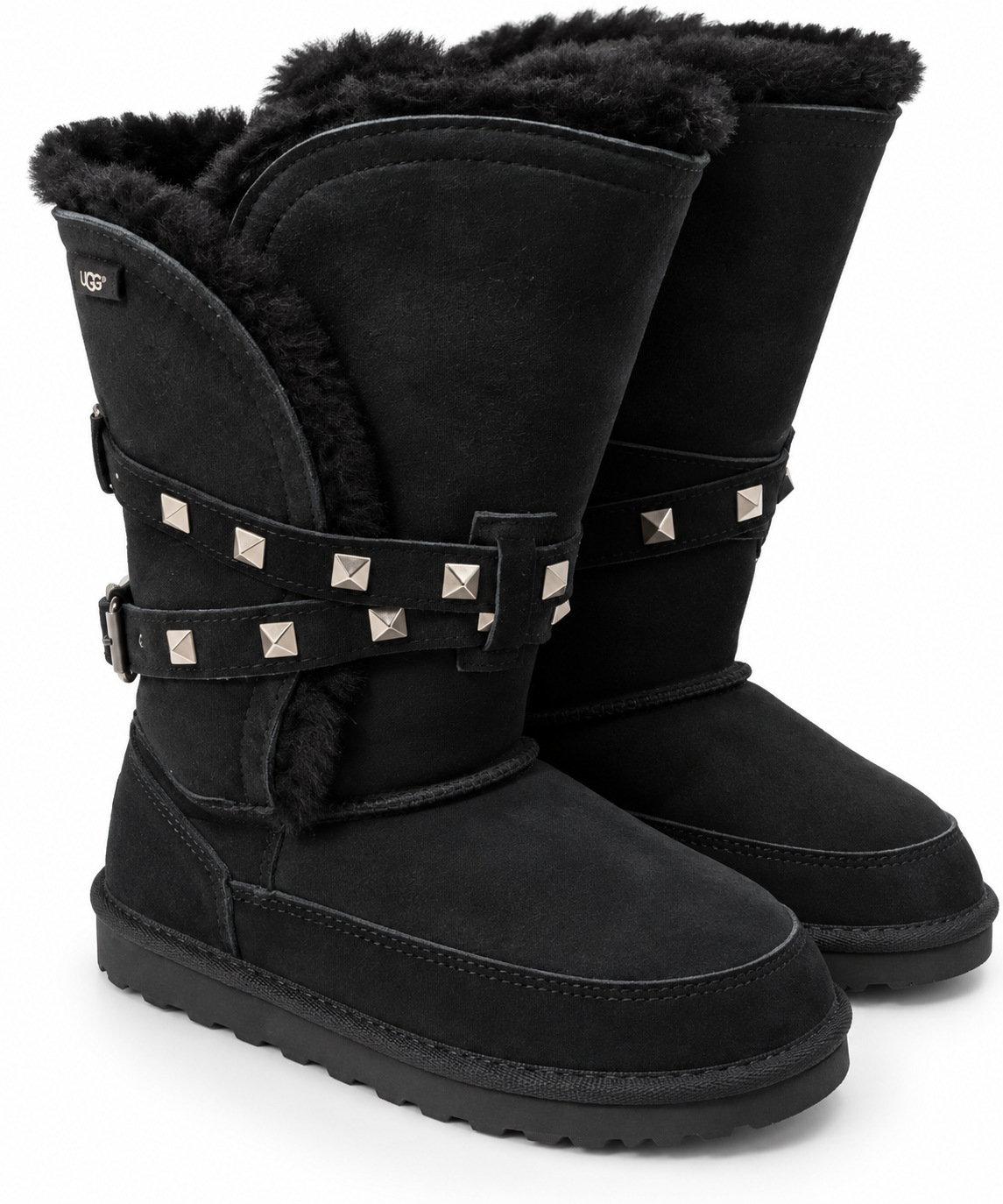 Australian Leather Ugg 2Studded Short Buckle - Black - AU4