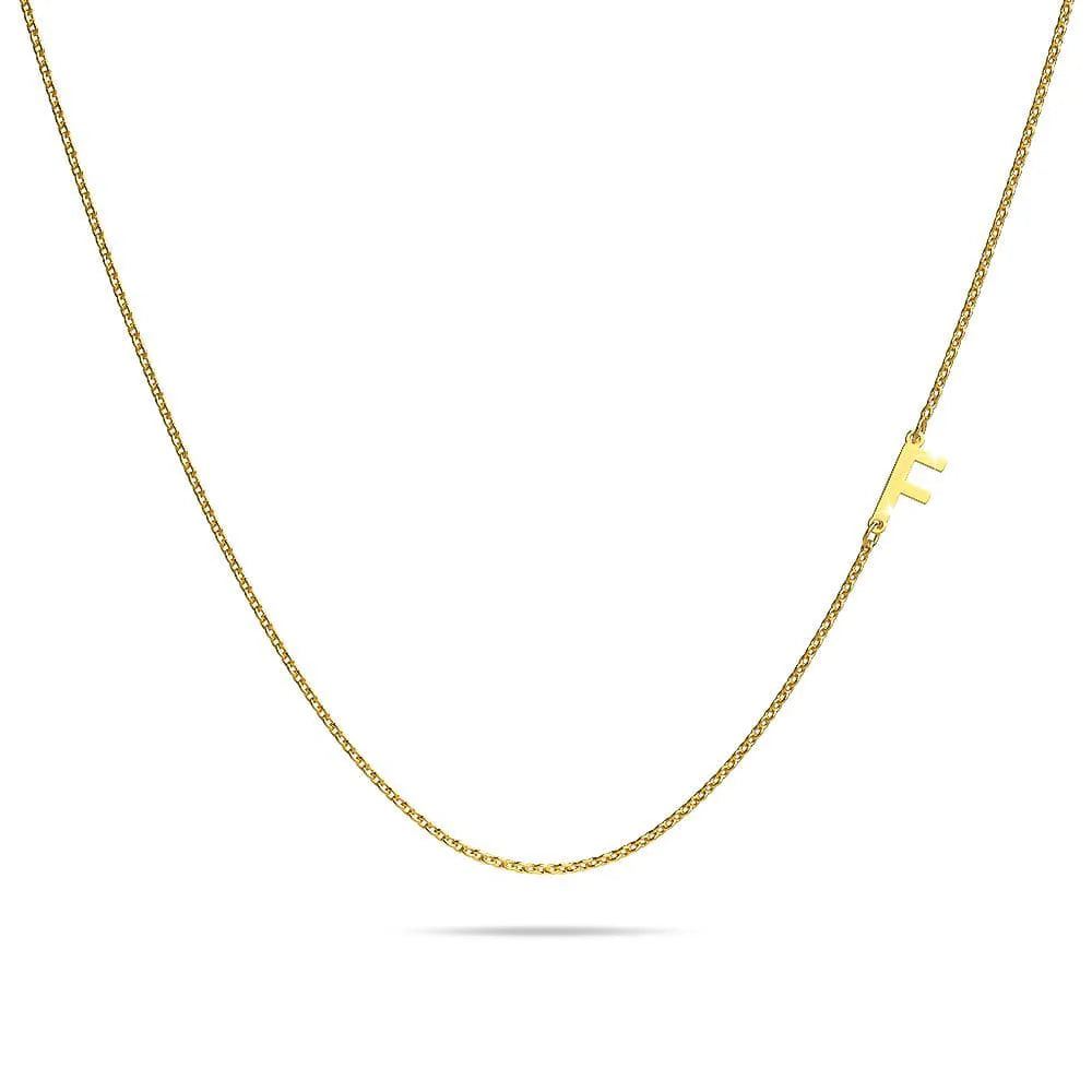 Bullion Gold Bold Alphabet Letter Initial Charm Necklace in Gold Tone
