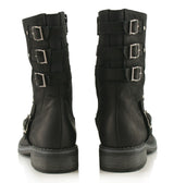 Bosccolo Womens Boots With Buckles - Black Nubuk