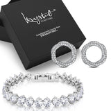 Boxed Cinderella Earrings and Bracelet Set in White Gold