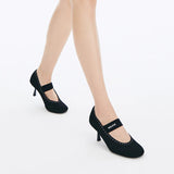 Fishnet Mary Jane Pumps - Black