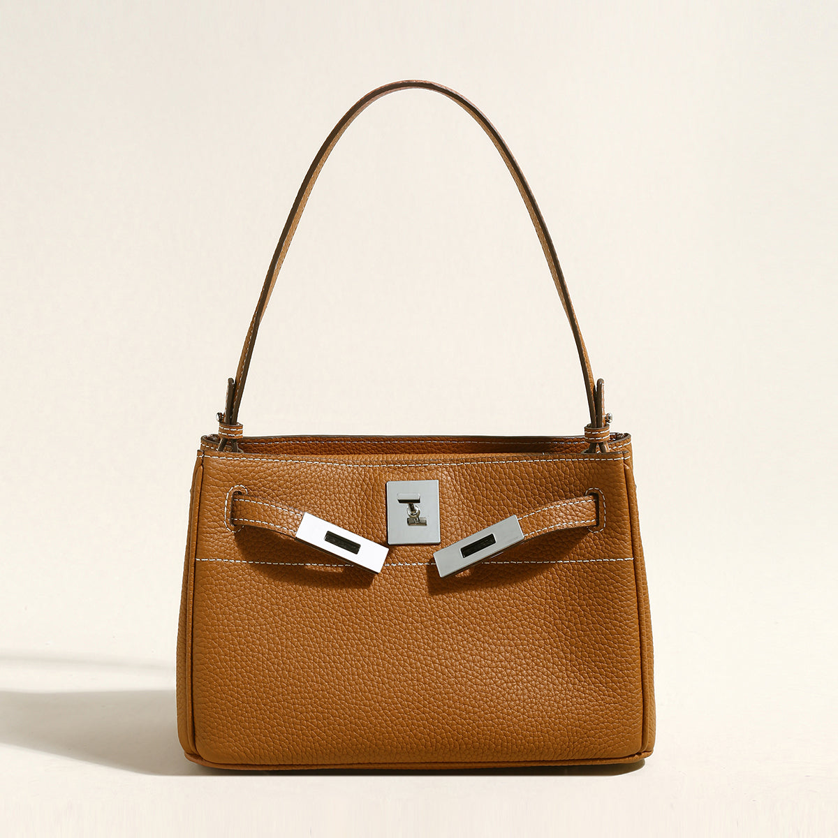Classic Leather Box Bag - Brown