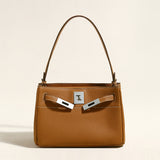 Classic Leather Box Bag - Brown