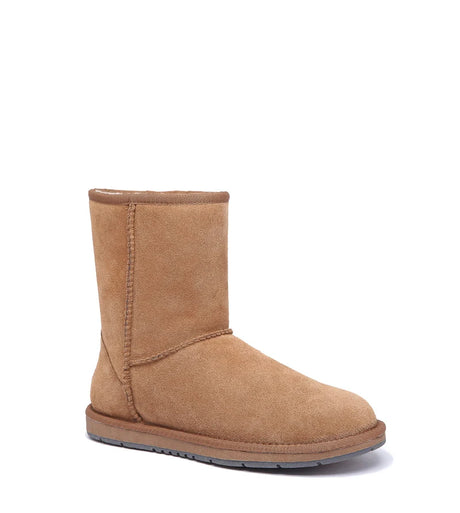 Short Classic Suede Boots in Chestnut