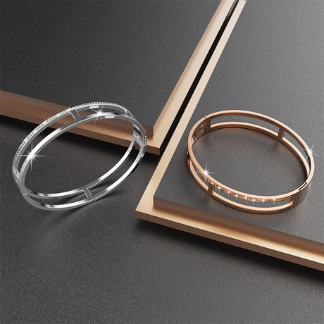 Boxed Carrie Glitz Bangle and Necklace Set In Rose Gold