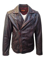 Mens Brando Style Leather Biker Jacket in Pepsi