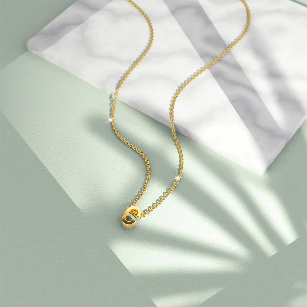 Bullion Gold Initials Brick Alphabet Letter Necklace Gold Layered Steel Jewellery