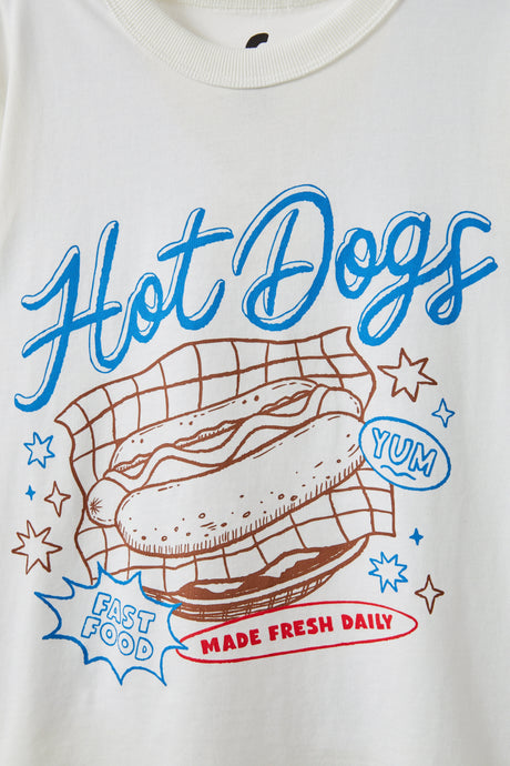 Cotton On Kids Boys Essentials Graphic Short Sleeve Tee - Vanilla/Hot Dogs Fast Food