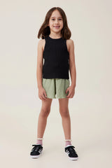 Cotton On Kids Girls Fitted Essential Tank - Black Rib