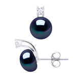 Earrings Freshwater Pearl & Cubic Zirconia Sterling Silver 9mm
