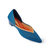 Minimalist Heart Heel Pointed Toe Knit Flats - Peacock