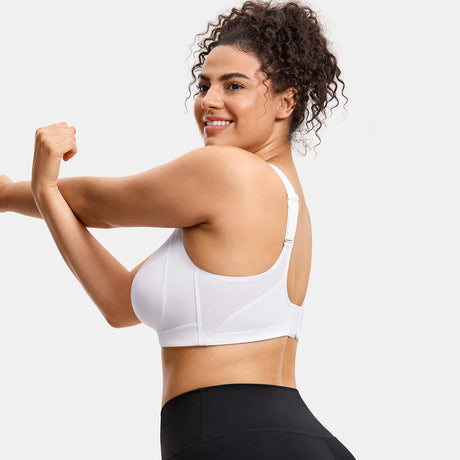 Plus Size High Support Full Coverage Padded Wireless Bra - White