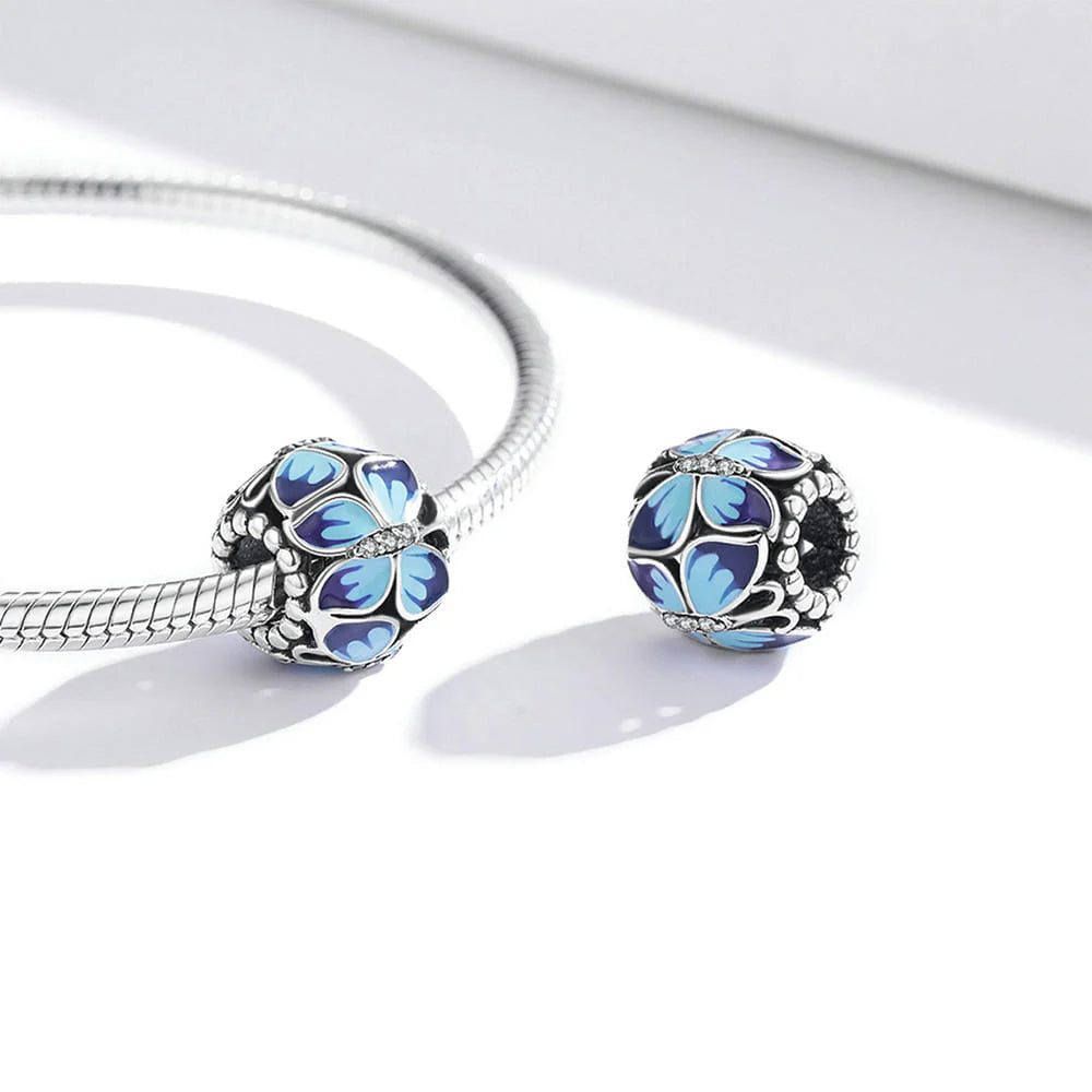 Solid 925 Sterling Silver Calming Blue Pandora Inspired Bead Charm