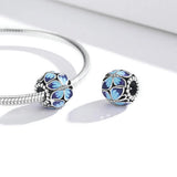 Solid 925 Sterling Silver Calming Blue Pandora Inspired Bead Charm