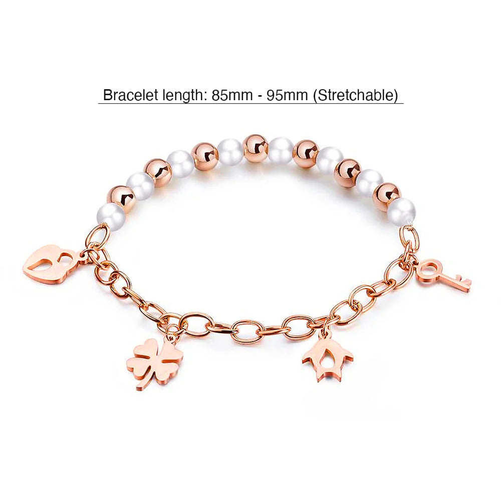 Bullion Gold Polished Charm Bracelet In Rose Gold