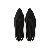 Comfortable Woven Pointed Toe Work Flats - Black