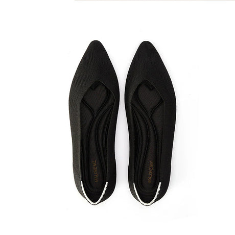 Comfortable Woven Pointed Toe Work Flats - Black