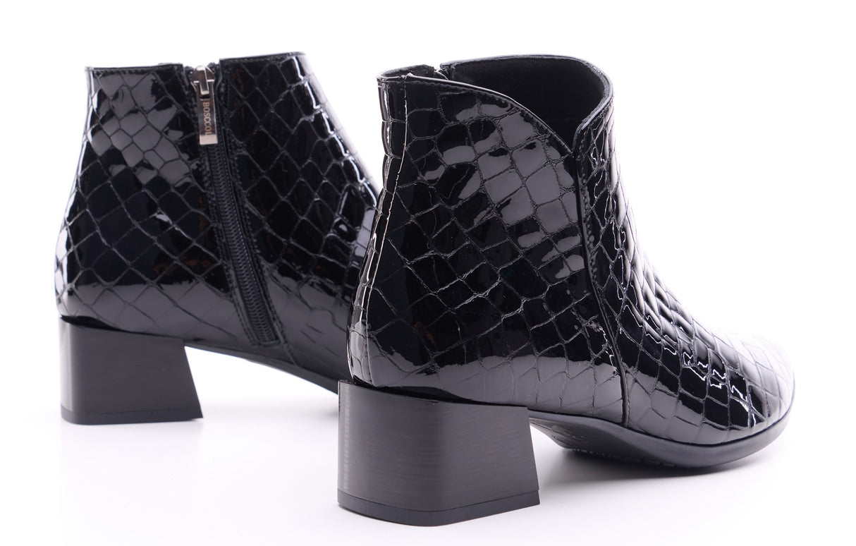 Bosccolo Womens Ankle Boots - Patent Black