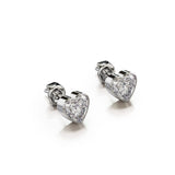 Solid 925 Sterling Silver Heart Bezel Studs Clear