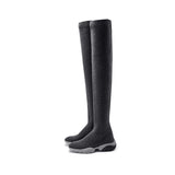 Thermal Over-the-Knee Sneaker Boots - Charcoal