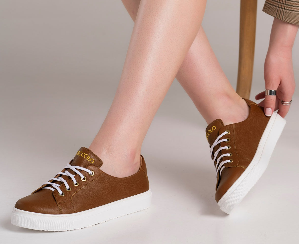 Bosccolo Womens Sneakers - Brown/White