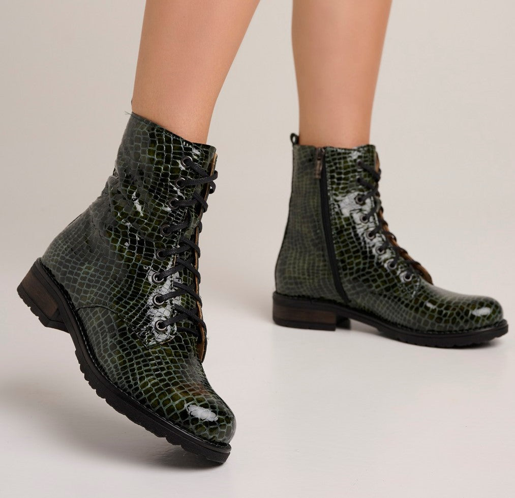 Bosccolo Womens Boots - Croco Green