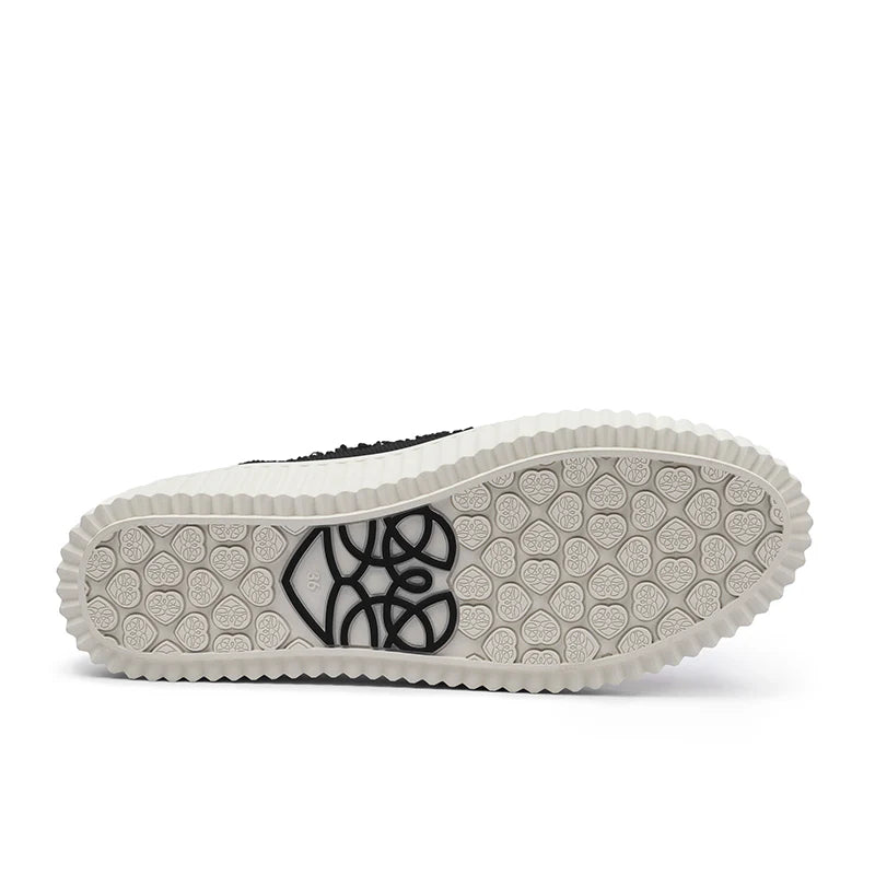 Chunky Platform Knit Sneakers - Black