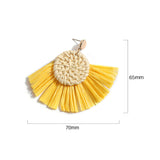 Im A Fan Yellow Raffia Earrings