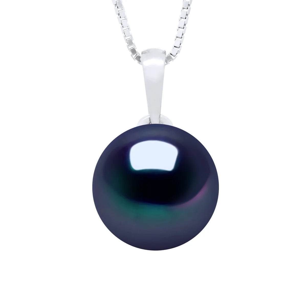 Pendant Button Freshwater Pearl Black White Gold 9-10mm
