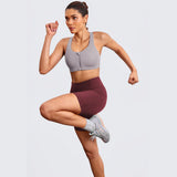 Power On Soft Padded High Impact Zip Front Sports Bra - Grey