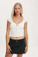 Cotton On Women's Annie Lace Tee - Vintage White