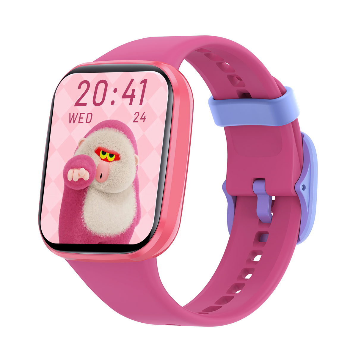 Bluetooth Kids Smart Watch 1.69" Screen Children Monitor Temperature Heart Rate Sleep BLE 5.0 - Pink