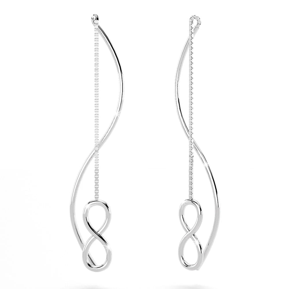 Solid 925 Sterling Silver Infinity Dangle Earrings
