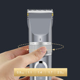 Cordless Hair Clipper Beard Trimmer LCD Display 3.7V 2000mAh Titanium Ceramic Blade USB Charge - Silver