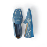 Comfortable Slip On Square Toe Loafers - Denim