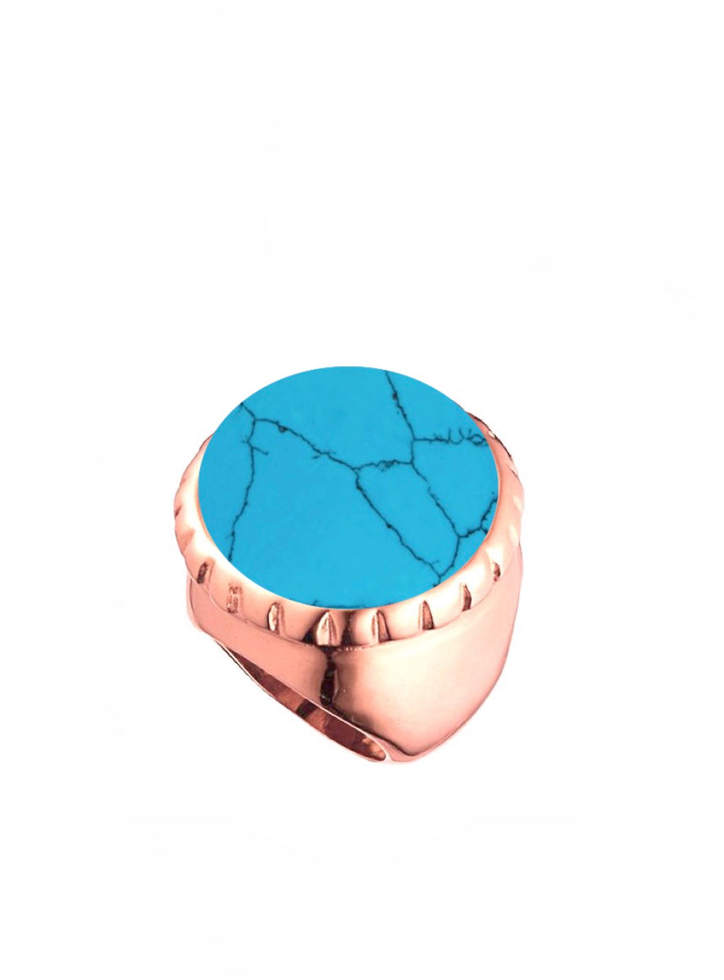 Liv Oliver 18K Rose Gold Plated Turquoise Statement Ring