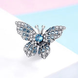 Solid 925 Sterling Silver Blue Butterfly Animal Pandora Inspired Charm