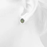 Bullion Gold Amalgam White Gold Layered White Stone Stud Earrings 15mm