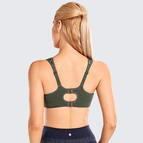 Quick Dry High Impact Padded Wireless Sports Bra - Olive