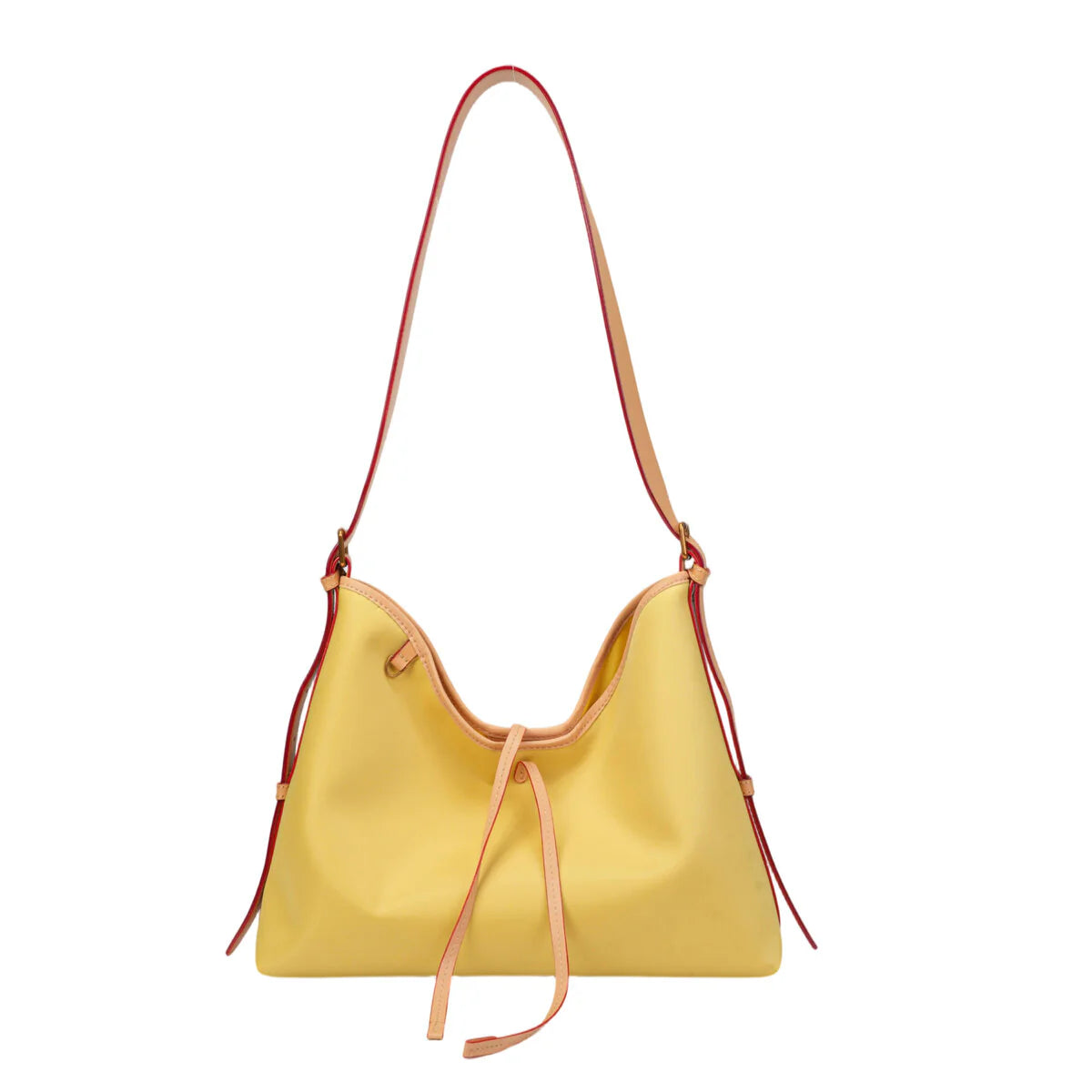 BAMEI Colorblock Water-Resistant Hobo Tote Bag with Leather Trim - Yellow
