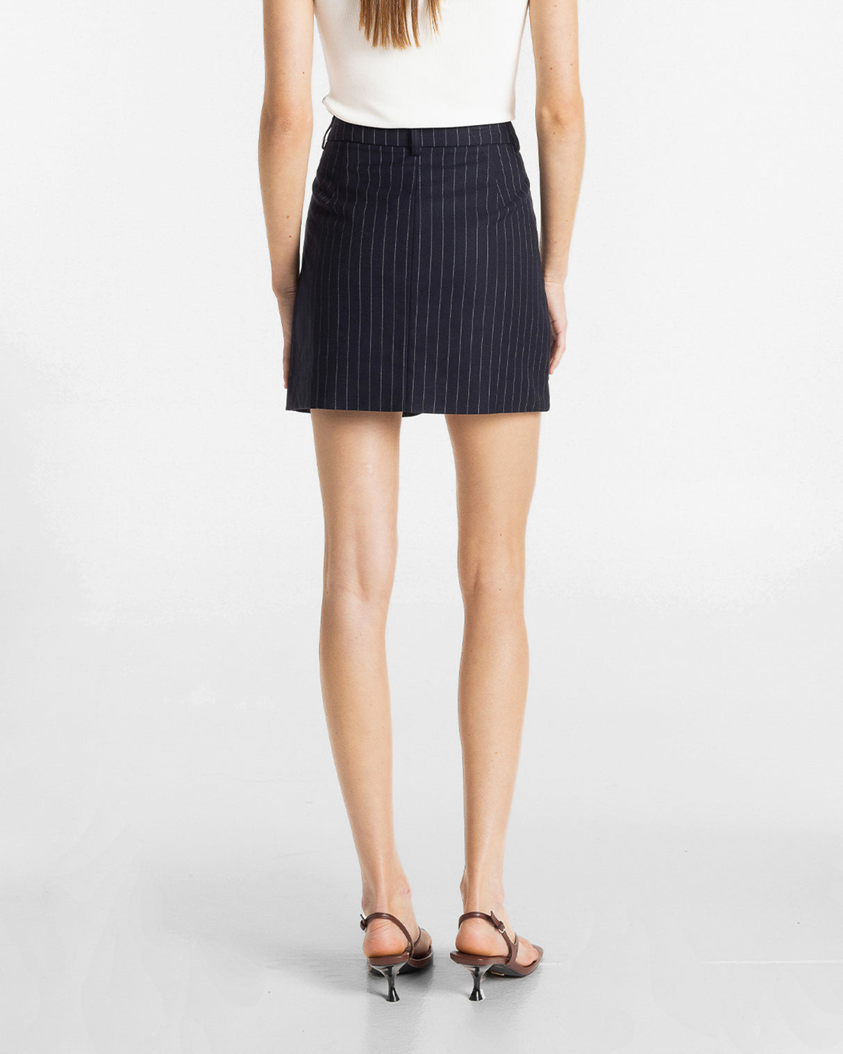 Madison The Label Collins Mini Skirt - Navy Pinstripe