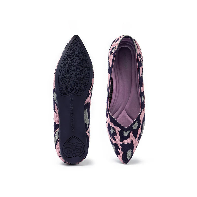 Leopard Print Pointed Toe Work Shoes - Pink